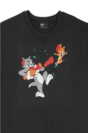 Tom and Jerry Siyah Sweatshirt