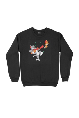 Tom and Jerry Siyah Sweatshirt