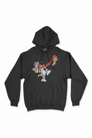 Tom and Jerry Siyah Sweatshirt Hoodie