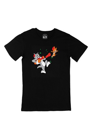 Tom and Jerry Siyah Tişört