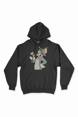 Tom Jerry Kedi Fare Siyah Sweatshirt Hoodie