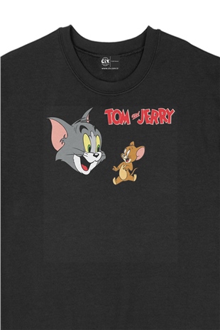 Tom ve Jerry Arkadaş Siyah Sweatshirt