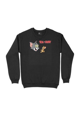 Tom ve Jerry Arkadaş Siyah Sweatshirt