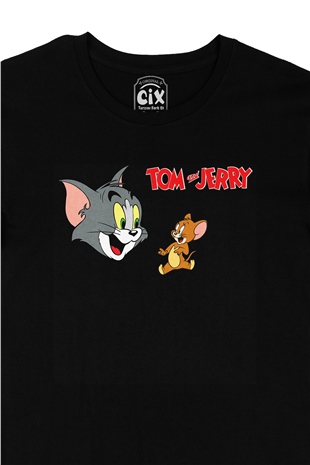 Tom ve Jerry Arkadaş Siyah Tişört
