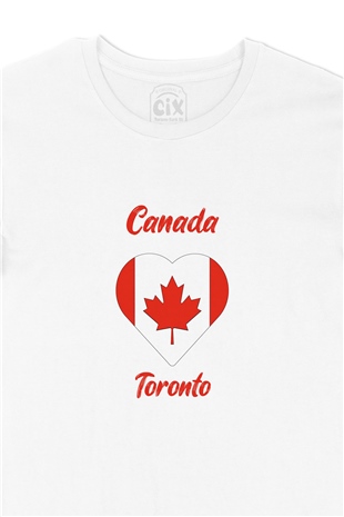 Toronto Canada Bayraklı Kalpli Tişört
