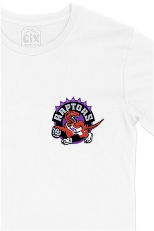 Toronto Raptors Cep Logo Tasarımlı Beyaz Tişört