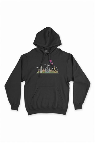 Travel To Europe 2 Siyah Kapşonlu Sweatshirt Hoodie