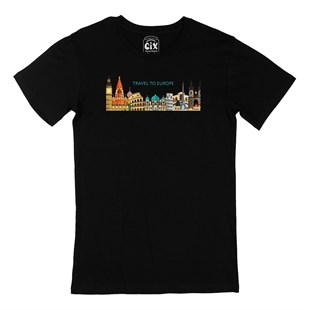 Travel To Europe Siyah Tişört