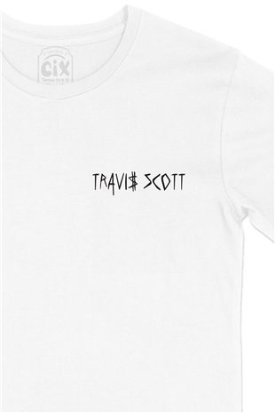 Travis Scott Cep Logo Tasarımlı Beyaz Tişört