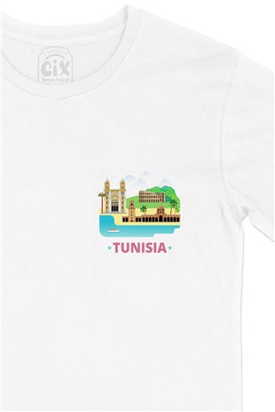 Tunus Cep Logo Tasarımlı Beyaz Tişört