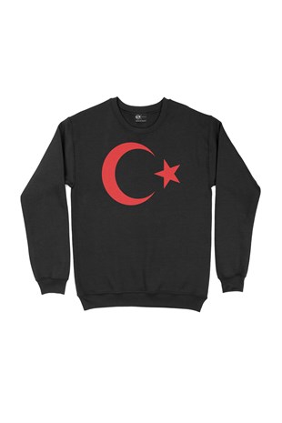 Türk Bayrağı Siyah Sweatshirt