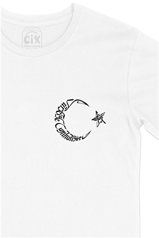 Türkiye Cumhuriyeti Atatürk Cep Logo Tasarımlı Beyaz Tişört