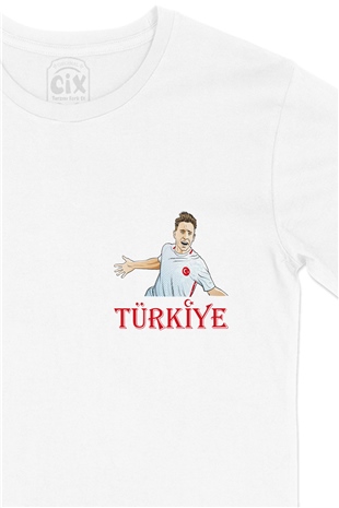 Türkiye Milli Takım Cep Logo Tasarımlı Beyaz Tişört