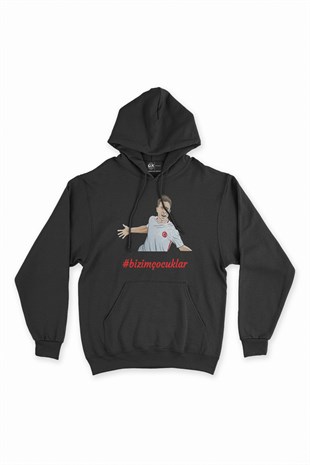 Türkiye Milli Takım Taraftar Siyah Kapşonlu Sweatshirt Hoodie