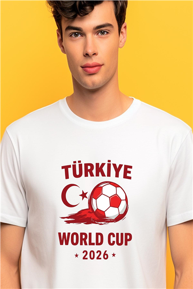 Türkiye Tasarımlı Dünya Kupası 2026 Beyaz Tişört