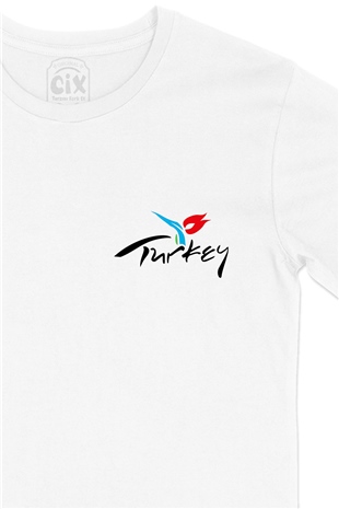 Türkiye Turizm Laleli Cep Logo Tasarımlı Beyaz Tişört
