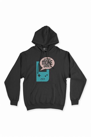 Turkuaz Just One More Game Siyah Kapşonlu Sweatshirt Hoodie