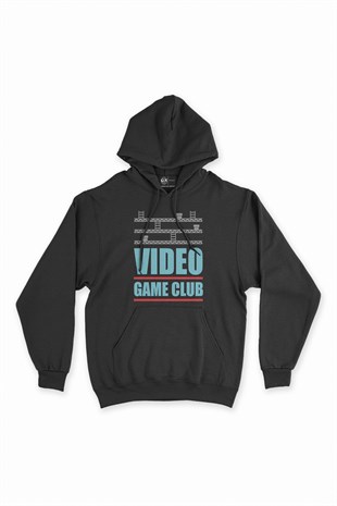 Turkuaz Video Game Club Siyah Kapşonlu Sweatshirt Hoodie