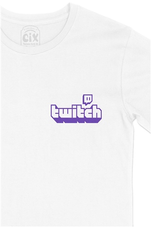 Twitch Cep Logo Tasarımlı Beyaz Tişört