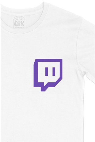 Twitch Logo Cep Logo Tasarımlı Beyaz Tişört