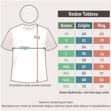 Ü Harf Baskılı Kalpli Boyfriend Beyaz Tişört