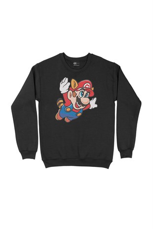 Uçan Mario Siyah Sweatshirt