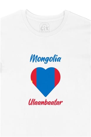 Ulan Batur Moğolistan Bayraklı Kalpli Tişört