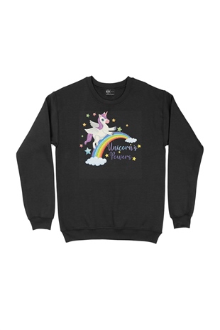Unicorn Power Siyah Sweatshirt