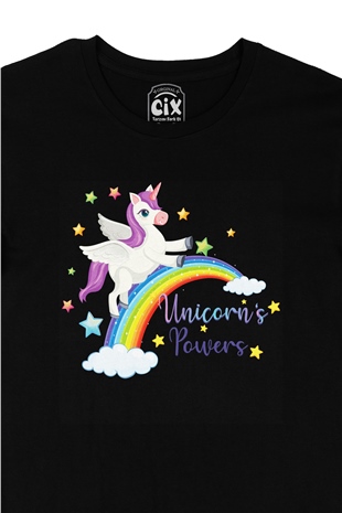 Unicorn Power Siyah Tişört