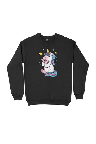 Unicorn Siyah Sweatshirt