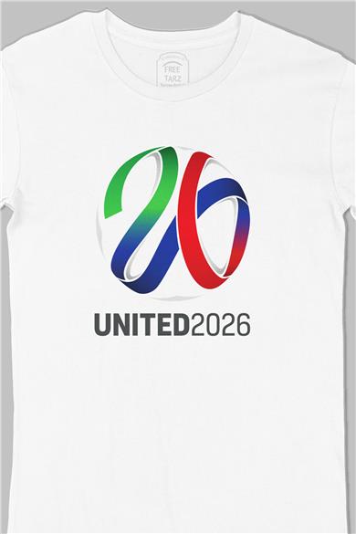 United 2026 Dünya Kupası Büyük Baskılı Beyaz Tişört