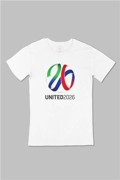 United 2026 Dünya Kupası Büyük Baskılı Beyaz Tişört