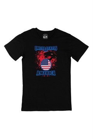 United States Of America Siyah Tişört