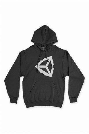 Unity Logo Siyah Kapşonlu Sweatshirt Hoodie