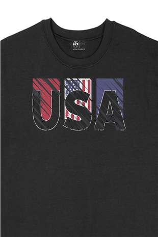 USA Amerika Tasarım Siyah Sweatshirt