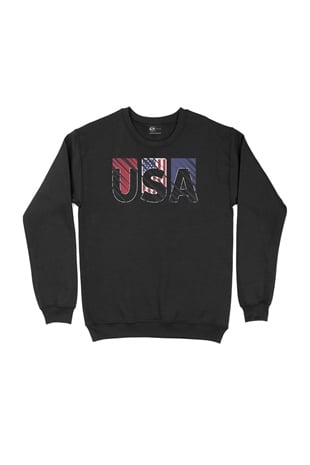 USA Amerika Tasarım Siyah Sweatshirt