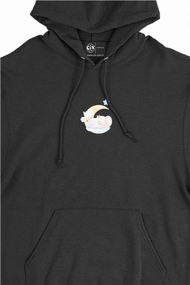 Uyuyan Fil Minimal Kapşonlu Sweatshirt Hoodie