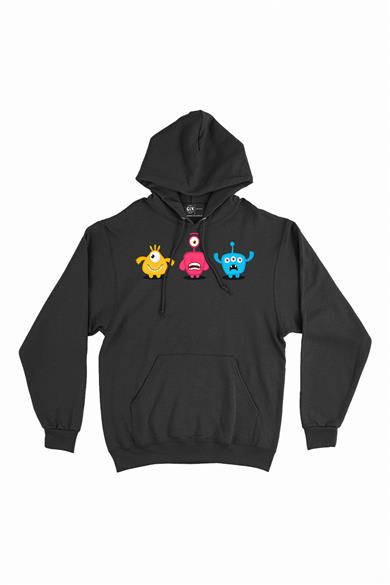 Uzaylı Anime Tasarımlı Kapşonlu Sweatshirt Hoodie