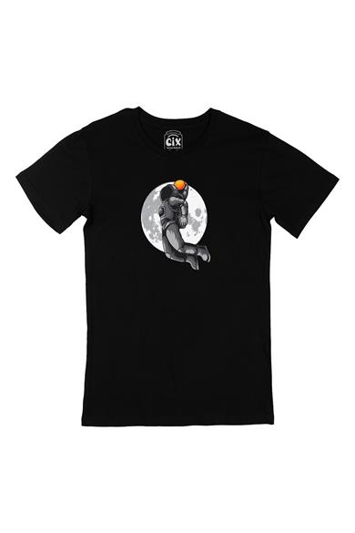 Uzaylı Astronot Basketbolcu Siyah Tişört