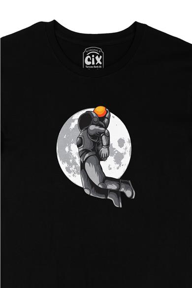 Uzaylı Astronot Basketbolcu Siyah Tişört