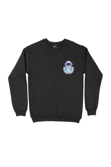 Uzaylı Cep Tasarım Baskılı Sweatshirt