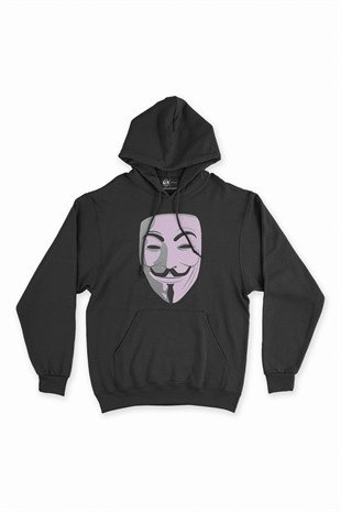 V For Vendetta Siyah Kapşonlu Sweatshirt Hoodie
