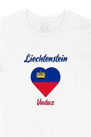 Vaduz Lihteştayn Bayraklı Kalpli Tişört