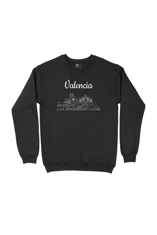 Valenciya Manzaralı Siyah Sweatshirt