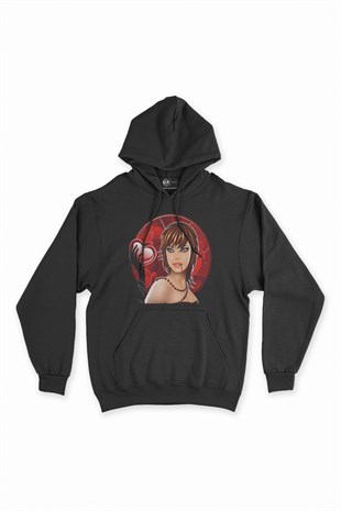Vampir Kız Siyah Kapşonlu Sweatshirt Hoodie