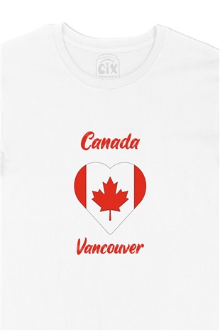 Vancouver Canada Bayraklı Kalpli Tişört