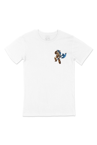 Viking Baltalı Cep Logo Tasarımlı Beyaz Tişört