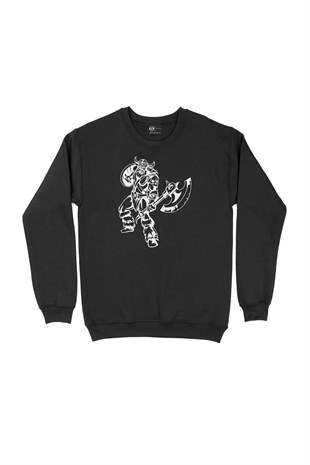 Viking Kalkan ve Balta Siyah Sweatshirt