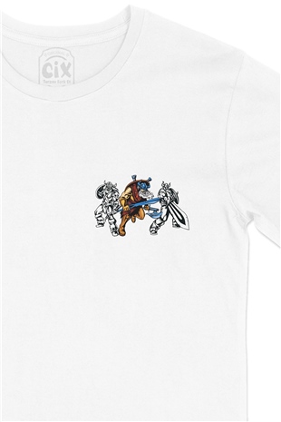 Vikingler Cep Logo Tasarımlı Beyaz Tişört