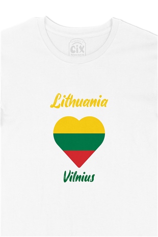 Vilnüs Litvanya Bayraklı Kalpli Tişört